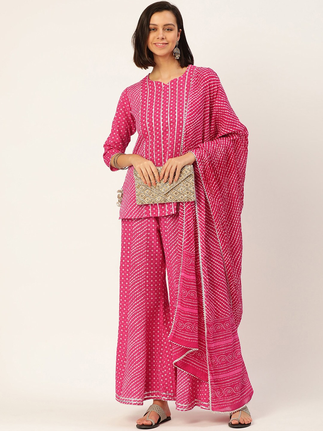 Striped Regular Fit leheriya printed straight kurti at Rs 695/piece in  Jaipur